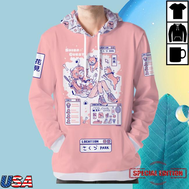 Official Vapor95 Clothing Store Shiba Quest Pullover Hoodie 3D All Over Print