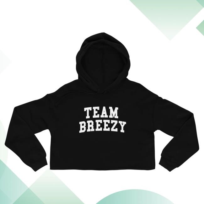 Official Chris Brown Store TEAM BREEZY ARCH CROP Pullover Hoodie Black ChrisBrown