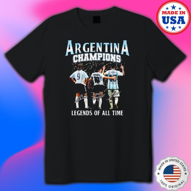 Argentina champions sergio batista and diego maradona and lionel messI legends of all time signatures T-Shirt