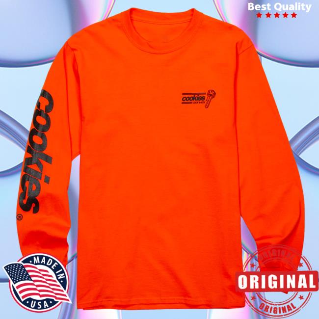 Official Cookies Merch Store Cookies Spring 2 Lock And Key Long Sleeve T-Shirt Orange Apparel Clothing Shop Cookiessf