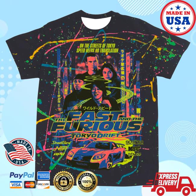 Official Studiohouse Designs Merch Store Ff Tokyo Drift Tiedye Attractive Shirt Tokyo Nights (Neon Splatter) Studiohouse Designs Apparel Clothing Shop StudiohouseDesigns