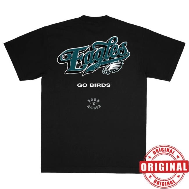 Official Born X Raised Clothing Born X Raised + Eagles Pro Script Popover Hoodie: Black NFL 2025 Kickoff