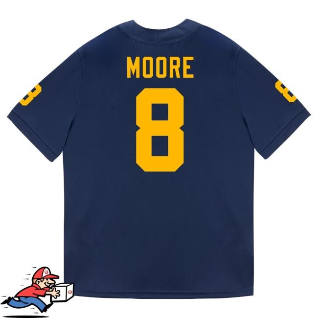 The M Den Michigan Wolverines #8 Derrick Moore Student Athlete Blue Football Jersey Tees