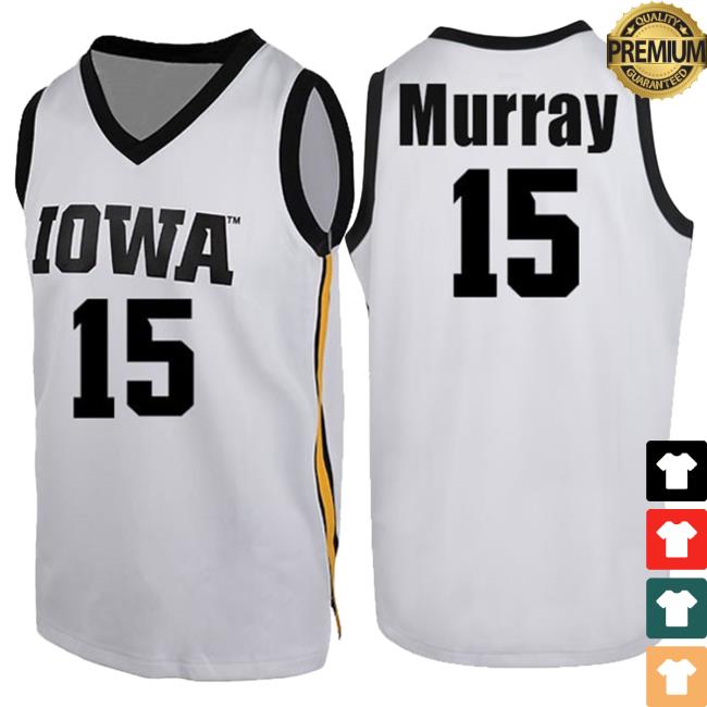 Official Iowa Hawkeyes Merch Store Iowa Hawkeyes Murray #15 White Jersey T-Shirts Iowa Hawkeyes Apparel Clothing Shop