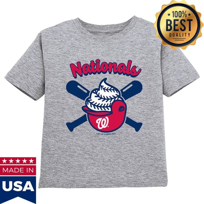 Washington Nationals Toddler Grey Ice Cream Helmet Short Sleeve Tee | Rally House Official Merch Store – Buy Official MLB T Shirt