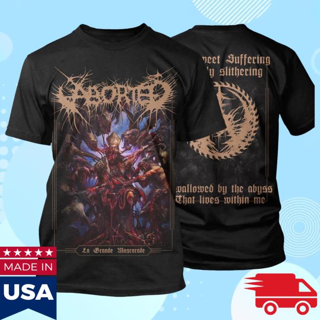 Official Indie Merch Store Shop Aborted "La Grande Mascarade" T Shirt IndieMerchStore